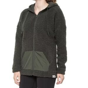 ADIDAS Olive Green Brilliant Basics Women’ XL Fleece Sherpa Hoodie Jacket